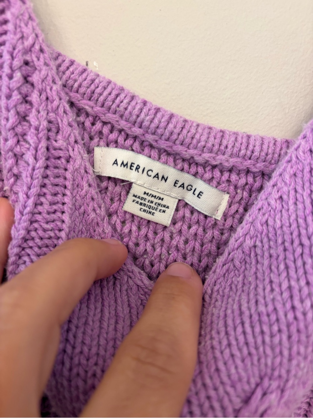 American Eagle Outfitters Lilac Cable-Knit Crop Tank - Picture 2 of 3